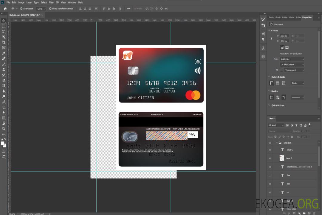 Carte Mastercard standard de la Georgia Bank of Georgia template